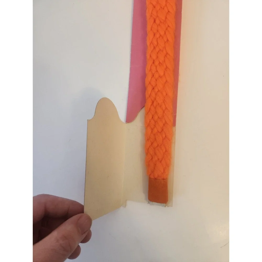 NOS Vtg 60s Solo Braided Yarn Headband Mod Hot Orange Braid Hair Accessory 1969